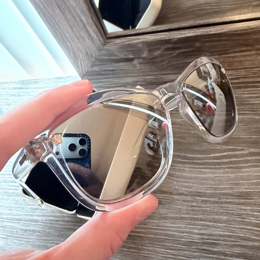 Versace Transparent Frame Women’s Sunglasses - Clear/Gray Lenses - Picture 5 of 5